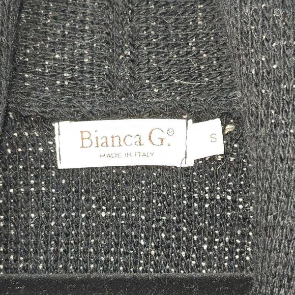 Bianca G Cardigan Sweater Womens Small Black Wool Made in Italy Minimalist Boho - Picture 3 of 5